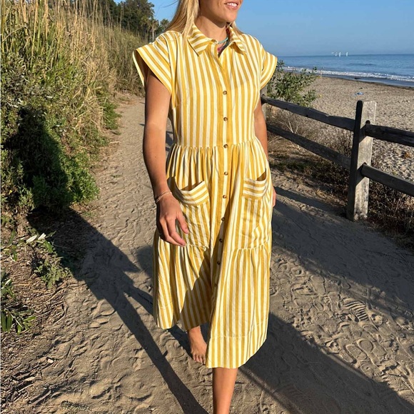 HUNTER BELL Dresses & Skirts - NWT HUNTER BELL Yellow and White Striped Sarah Dress | L